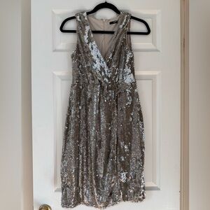 ASOS TFNC London Maternity Elegant Silver Sequin Wrap Dress